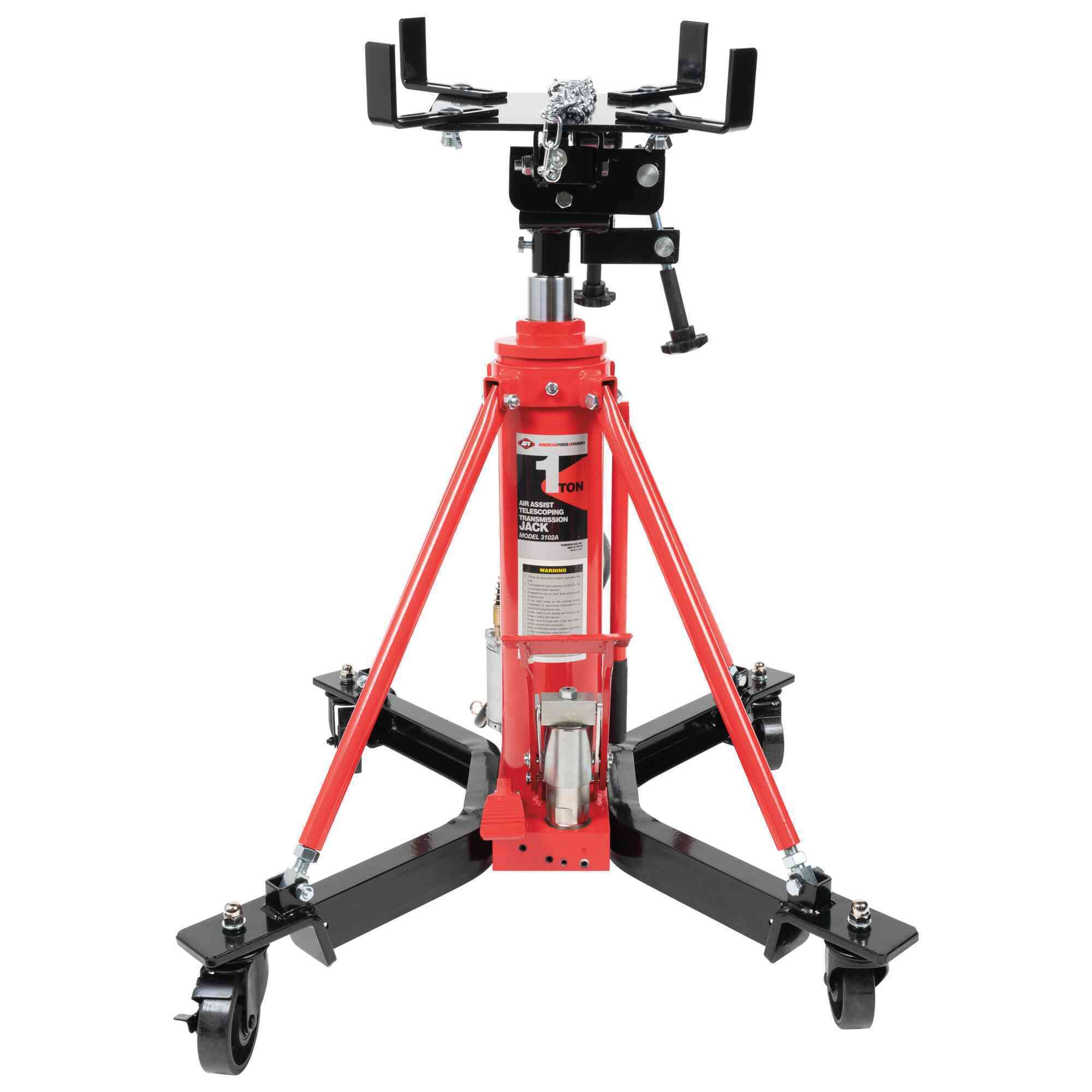 American Forge & Foundry Transmission Jack — Hydraulic, Telescopic, Two-Stage, 2,000-Lb. Capacity, 37in. to 76in. Height, Manual Foot Pedal/Air Assist, Double Pump Quick Lift, Model# 3102A